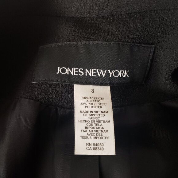 Jones New York Womens 8 Black Long Blazer Jacket Coat Lined Pockets 3 Button - Picture 9 of 9